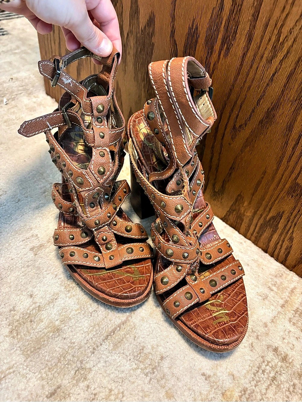 Sam Edelman Studded Brown Platform Heels